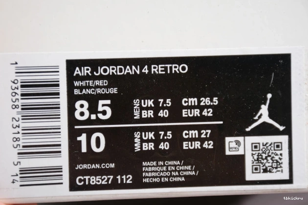 Reps TBkick Air Metallic 4 Jordan CT8527-112 Red 0818